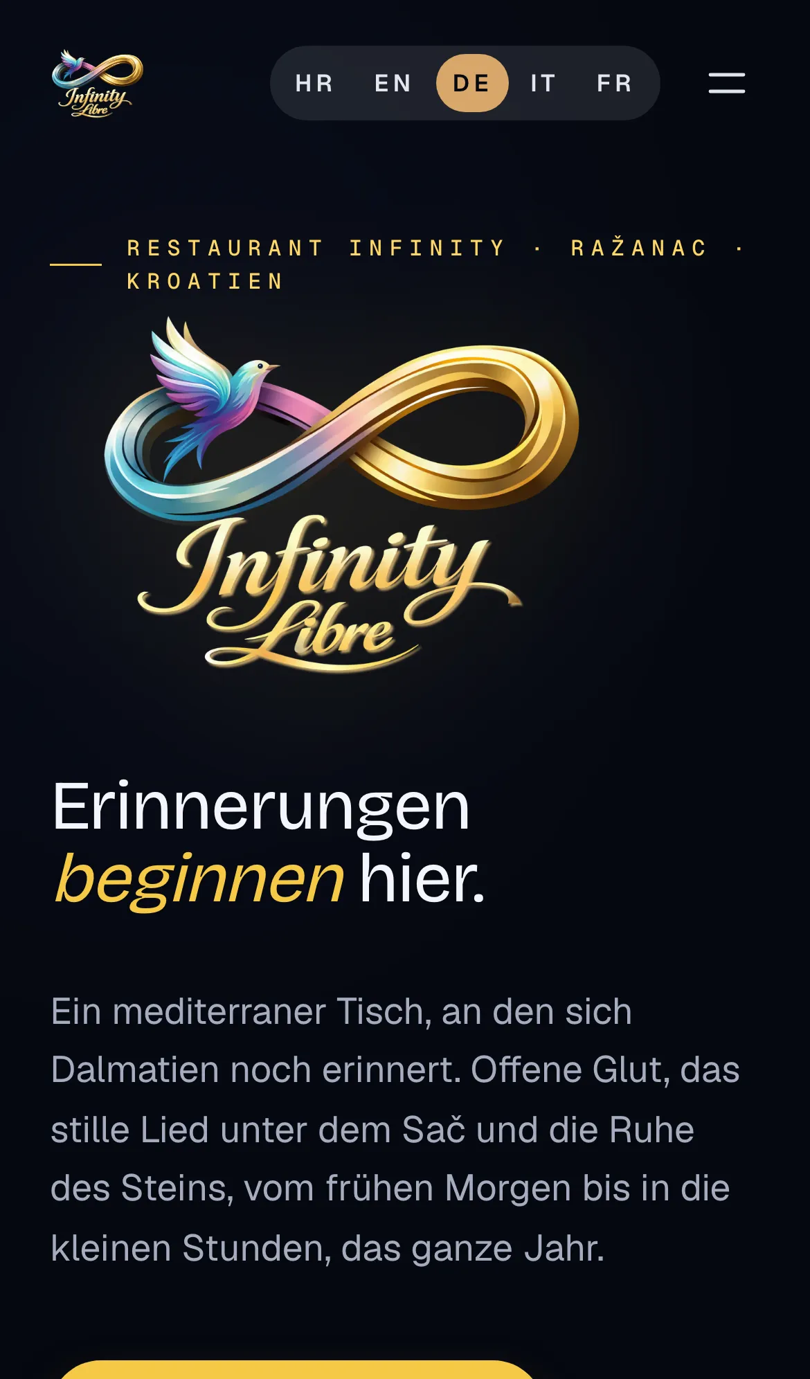 Startseite von Infinity Libre auf dem Telefon